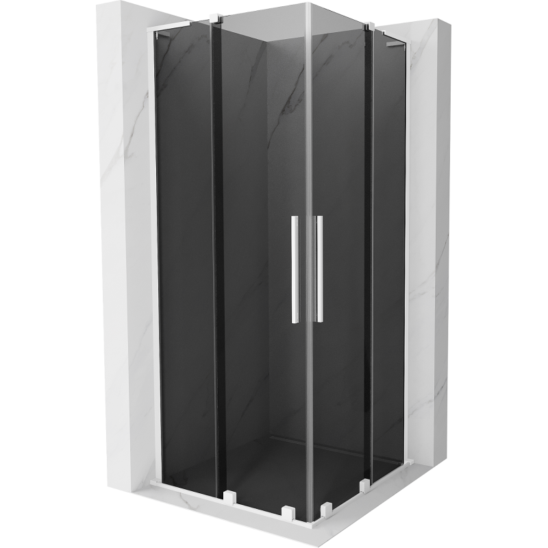 Mexen Velar L Duo cabină de duș glisantă 80 x 80 cm, grafit, alb - 871-080-080-02-43-20
