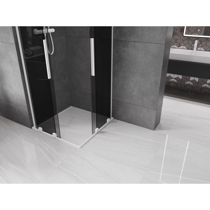 Mexen Velar L Duo cabină de duș glisantă 100 x 100 cm, grafit, albă - 871-100-100-02-43-20