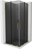 Mexen Velar L Duo cabină de duș glisantă 80 x 80 cm, grafit, auriu - 871-080-080-02-43-50