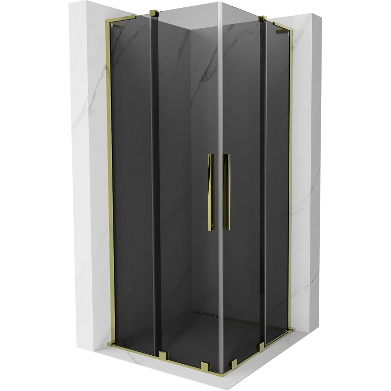 Mexen Velar L Duo cabină de duș glisantă 90 x 90 cm, grafit, auriu - 871-090-090-02-43-50