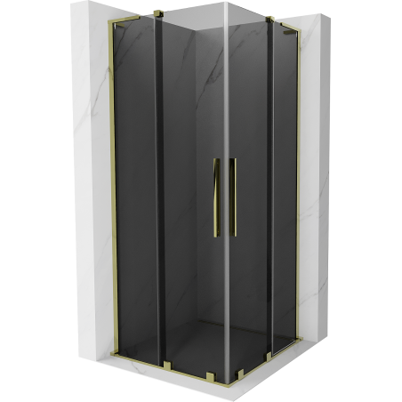 Mexen Velar L Duo cabină de duș glisantă 90 x 90 cm, grafit, auriu - 871-090-090-02-43-50