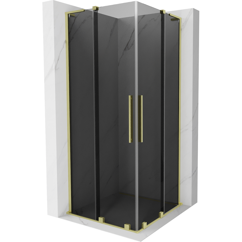 Mexen Velar L Duo cabină de duș culisantă 100 x 100 cm, grafit, aur periat - 871-100-100-02-43-55