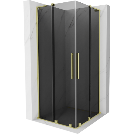 Mexen Velar L Duo cabină de duș culisantă 100 x 100 cm, grafit, aur periat - 871-100-100-02-43-55
