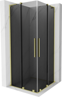 Mexen Velar L Duo cabină de duș culisantă 100 x 100 cm, grafit, aur periat - 871-100-100-02-43-55