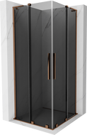 Mexen Velar L Duo cabină de duș culisantă 90 x 90 cm, grafit, aur roz - 871-090-090-02-43-60