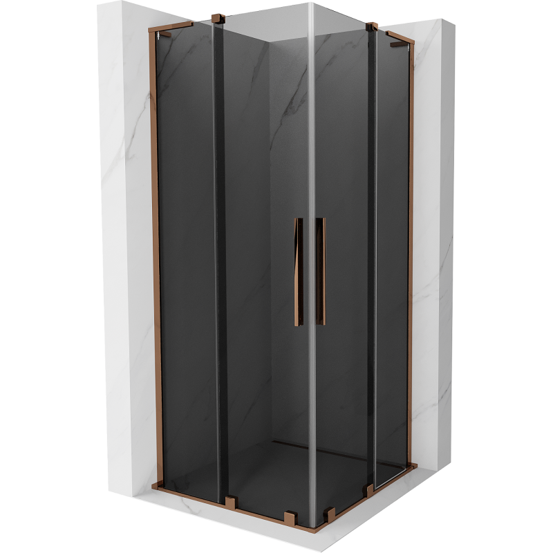 Mexen Velar L Duo cabină de duș glisantă 100 x 100 cm, grafit, aur roz - 871-100-100-02-43-60
