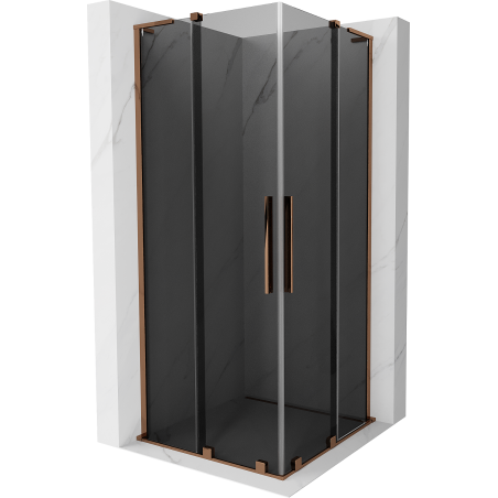 Mexen Velar L Duo cabină de duș glisantă 100 x 100 cm, grafit, aur roz - 871-100-100-02-43-60