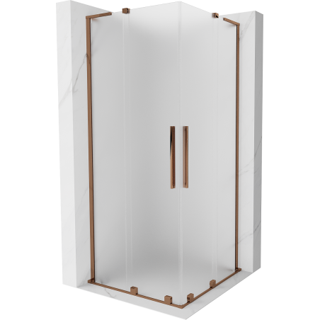 Mexen Velar L Duo cabină de duș glisantă 80 x 80 cm, înghețat, aur roz - 871-080-080-02-33-60