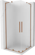 Mexen Velar L Duo tolóajtós zuhanykabin, 80 x 80 cm, zúzott üveggel, ecsetelt réz - 871-080-080-02-33-65