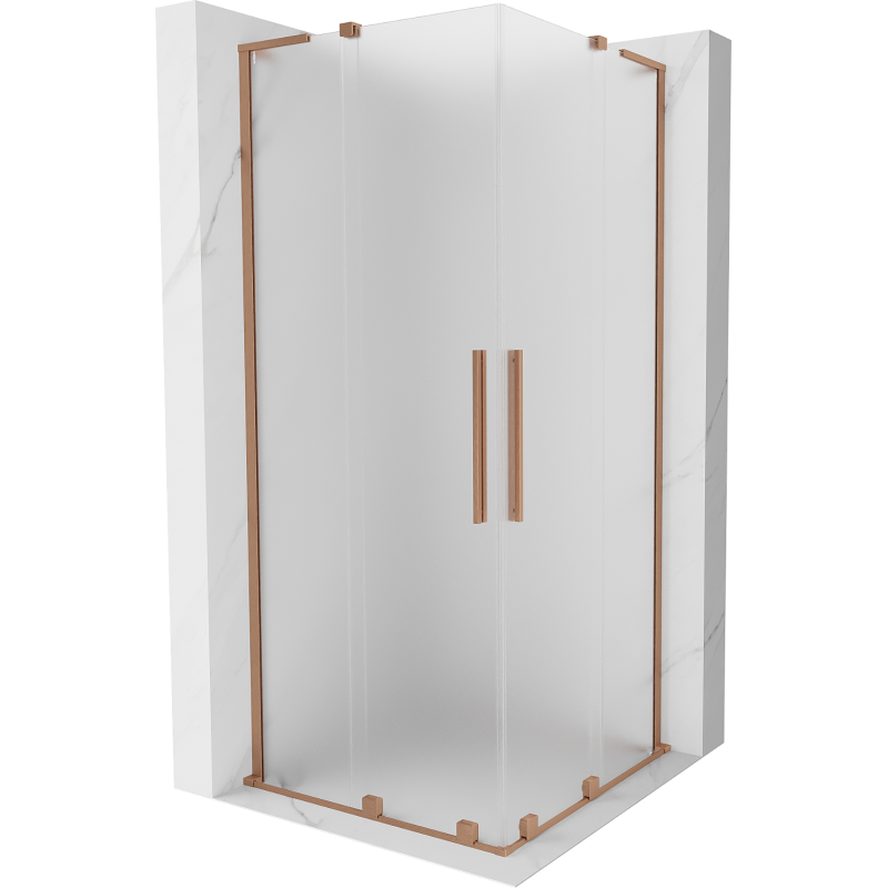 Mexen Velar L Duo cabină de duș glisantă 90 x 90 cm, înghețat, cupru periat - 871-090-090-02-33-65