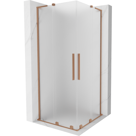 Mexen Velar L Duo cabină de duș glisantă 90 x 90 cm, înghețat, cupru periat - 871-090-090-02-33-65