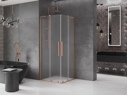 Mexen Velar L Duo cabină de duș glisantă 90 x 90 cm, înghețat, cupru periat - 871-090-090-02-33-65