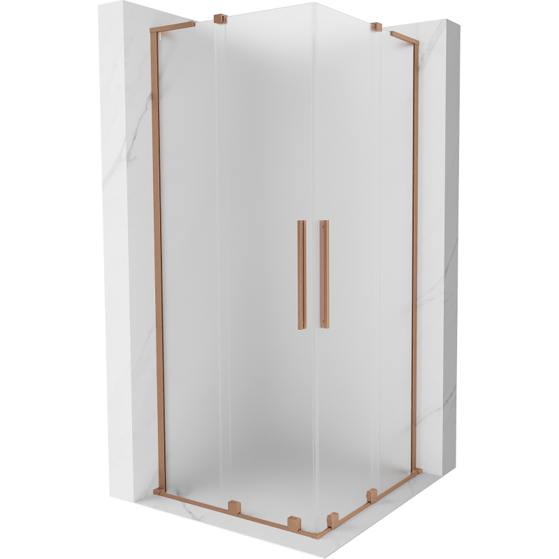 Mexen Velar L Duo cabină de duș glisantă 100 x 100 cm, înghețată, cupru periat - 871-100-100-02-33-65