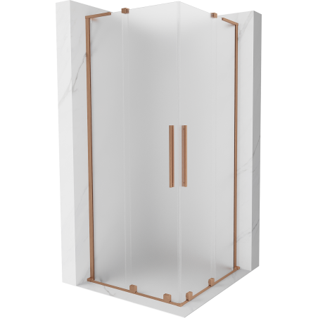 Mexen Velar L Duo cabină de duș glisantă 100 x 100 cm, înghețată, cupru periat - 871-100-100-02-33-65