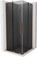 Mexen Velar L Duo cabină de duș culisantă 90 x 90 cm, grafit, cupru periat - 871-090-090-02-43-65