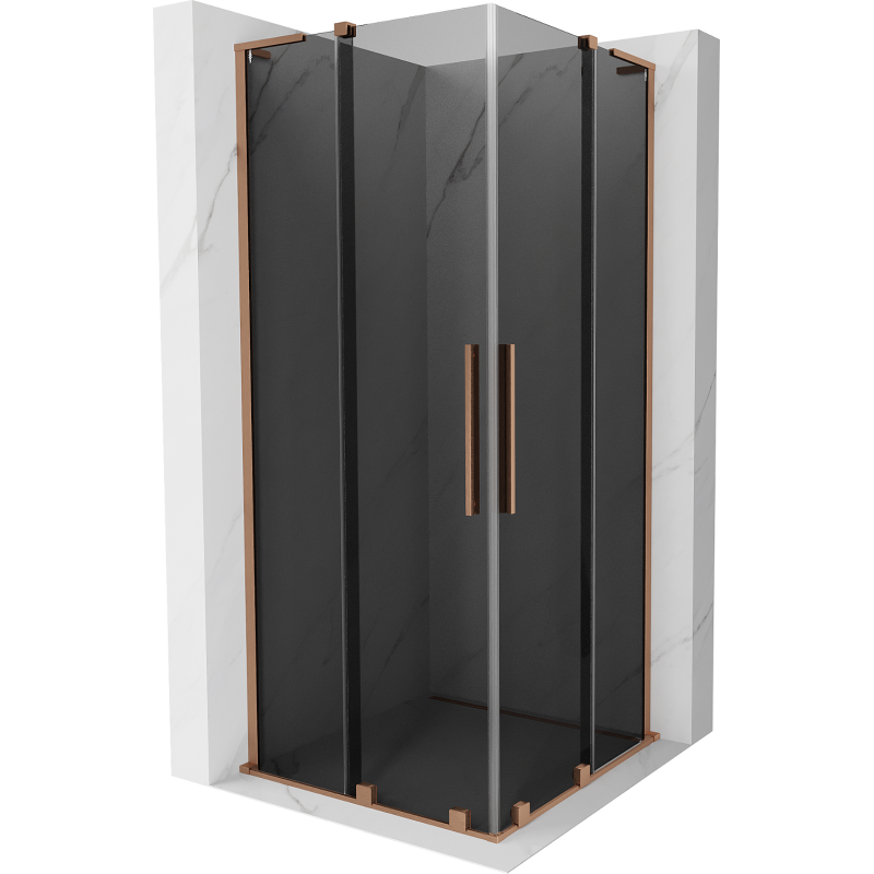Cabină de duș glisantă Mexen Velar L Duo 100 x 100 cm, grafit, cupru periat - 871-100-100-02-43-65