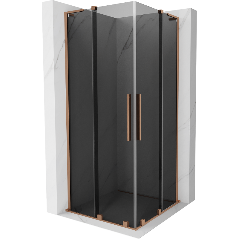 Mexen Velar L Cabină de duș Duo, glisantă, 100 x 100 cm, grafit, cupru periat - 871-100-100-02-43-65