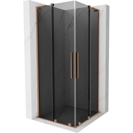 Cabină de duș glisantă Mexen Velar L Duo 100 x 100 cm, grafit, cupru periat - 871-100-100-02-43-65