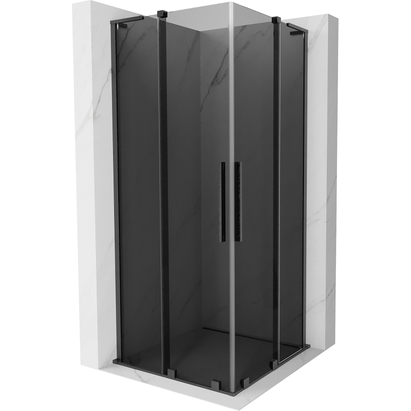 Mexen Velar L Cabină de duș Duo culisantă 90 x 90 cm, grafit, gri pistol periat - 871-090-090-02-43-66