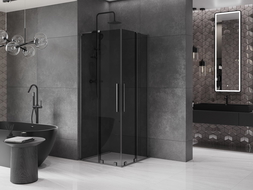 Cabină de duș glisantă Mexen Velar L Duo 90 x 90 cm, grafit, gri metalic periat - 871-090-090-02-43-66