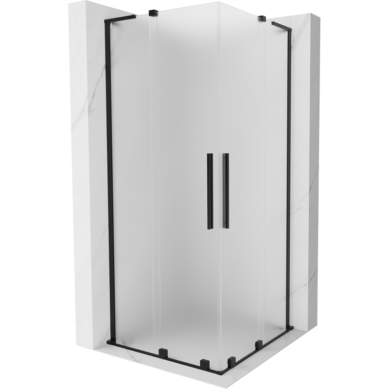 Mexen Velar L Duo tolóajtós zuhanykabin 90 x 90 cm, frost, fekete - 871-090-090-02-33-70