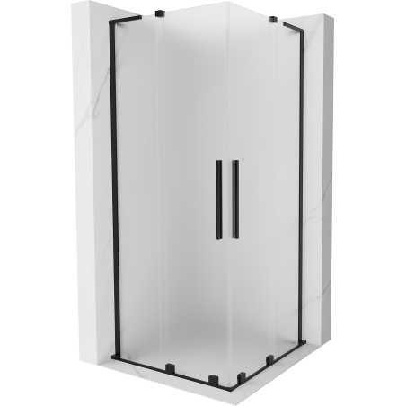 Mexen Velar L Duo tolóajtós zuhanykabin 90 x 90 cm, frost, fekete - 871-090-090-02-33-70