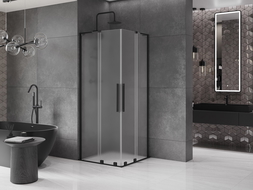 Mexen Velar L Duo cabină de duș glisantă 90 x 90 cm, înghețată, neagră - 871-090-090-02-33-70