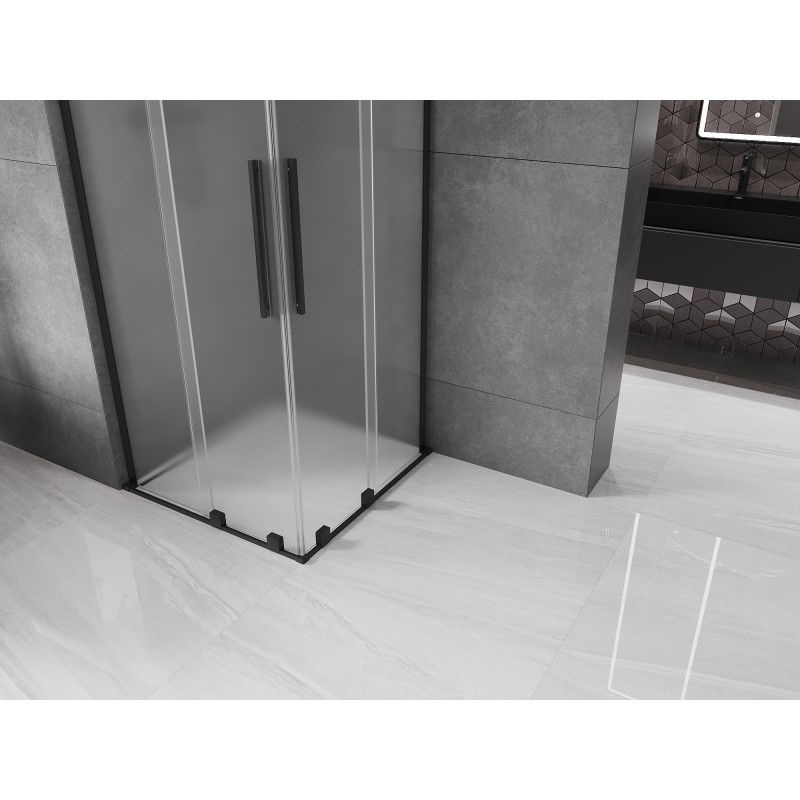 Mexen Velar L Duo cabină de duș glisantă 90 x 90 cm, înghețat, negru - 871-090-090-02-33-70