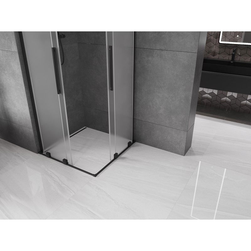 Mexen Velar L Duo cabină de duș glisantă 90 x 90 cm, înghețat, negru - 871-090-090-02-33-70