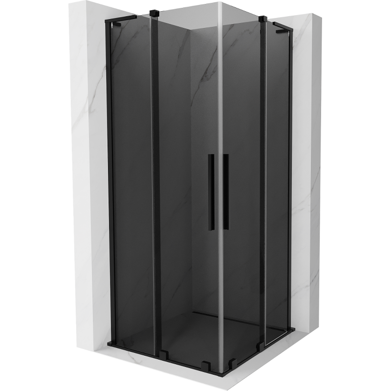 Mexen Velar L Cabină de duș culisantă Duo 100 x 100 cm, grafit, negru - 871-100-100-02-43-70