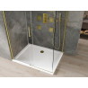 Mexen Omega csúszó zuhanykabin 120 x 80 cm, átlátszó, arany + Flat zuhanytálca - 825-120-080-50-00-4010