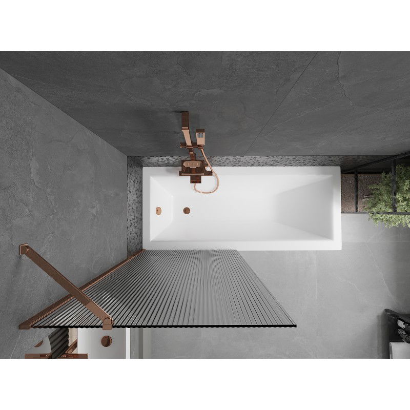 Mexen Next paravan de cadă cu 1 canat 80 x 150 cm, dungi, aur roz - 895-080-000-00-09-60