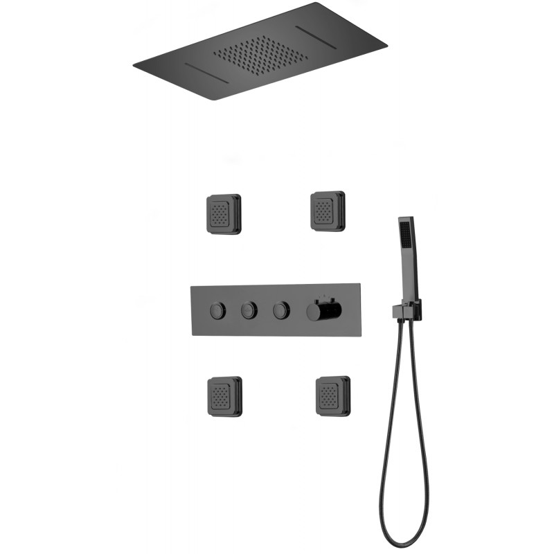 Mexen Soler set de duș încastrat, negru - 7601-04-70