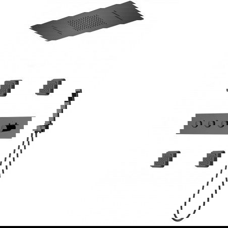 Mexen Soler set de duș încastrat, negru - 7601-04-70