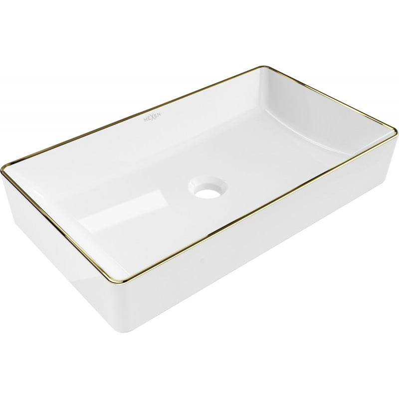 Mexen Nadia lavoar de baie pe blat 62 x 35 cm, alb/auriu margine - 21616005