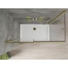 Mexen Omega cabină de duș extensibilă 140 x 70 cm, transparent, Aurie + cadă de duș Flat - 825-140-070-50-00-4010