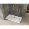 Mexen Omega cabină de duș extensibilă 140 x 70 cm, transparent, Aurie + cadă de duș Flat - 825-140-070-50-00-4010