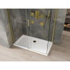 Mexen Omega 140 x 80 cm-es, áttetsző, arany tolóajtós zuhanykabin + Flat zuhanytálca - 825-140-080-50-00-4010