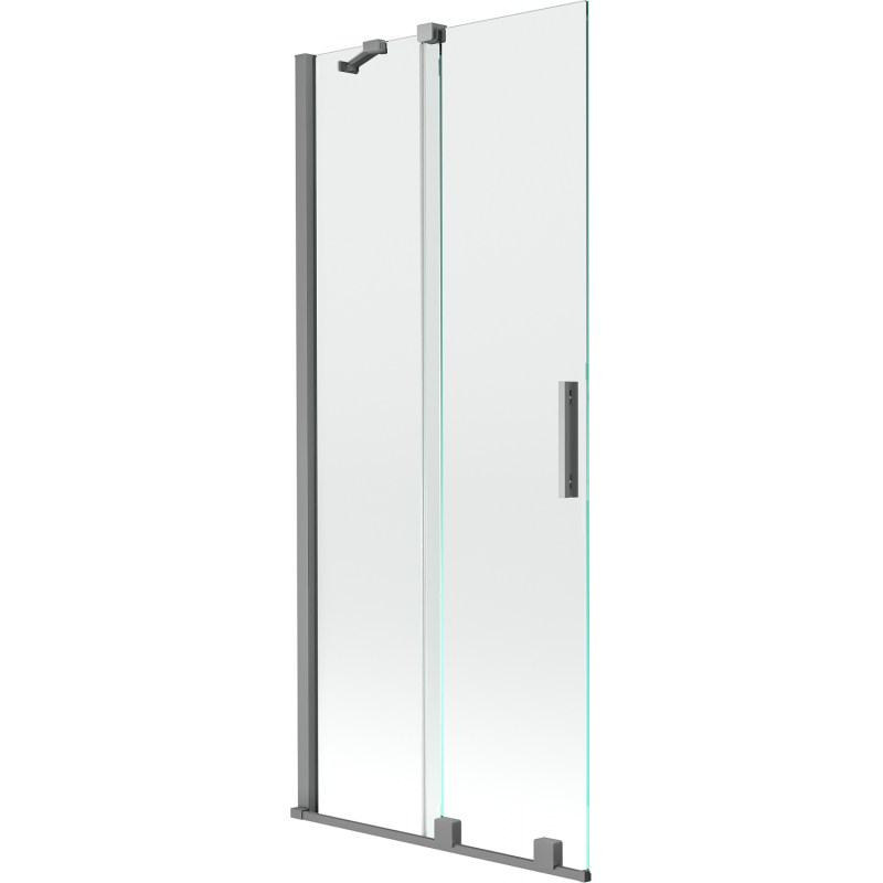Mexen Velar kétszárnyú, 85 x 150 cm-es zuhanyparaván, átlátszó, gun metal - 896-085-000-01-95