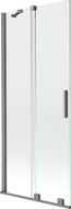 Mexen Velar 2-szárnyas, toló, 85 x 150 cm-es kádparaván, áttetsző, gun metal - 896-085-000-01-95