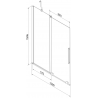 Mexen Velar paravan de baie cu 2 uși glisante 120 x 150 cm, transparent, gun metal - 896-120-000-01-95