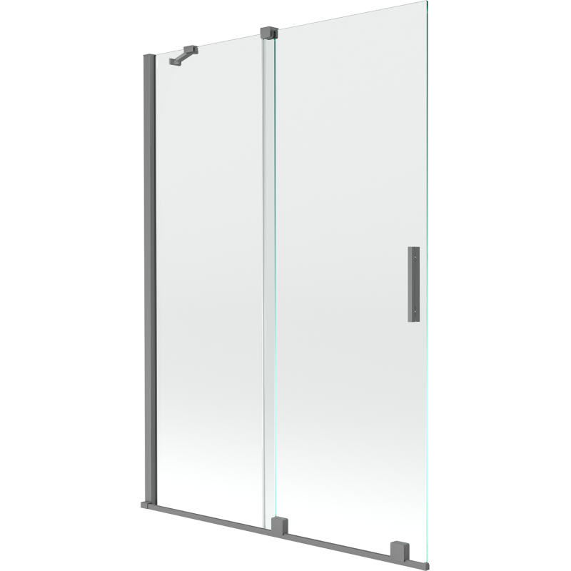 Mexen Velar kétszárnyú, 120 x 150 cm-es, átlátszó, áthúzható fürdőkádparaván, gun metal - 896-120-000-01-95