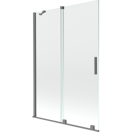 Mexen Velar kétszárnyú, 120 x 150 cm-es, átlátszó, áthúzható fürdőkádparaván, gun metal - 896-120-000-01-95