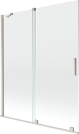 Mexen Velar 2-szárnyú toló mozgatható fürdőszobai paraván, 140 x 150 cm, átlátszó, kefélt nikkel - 896-140-000-01-97