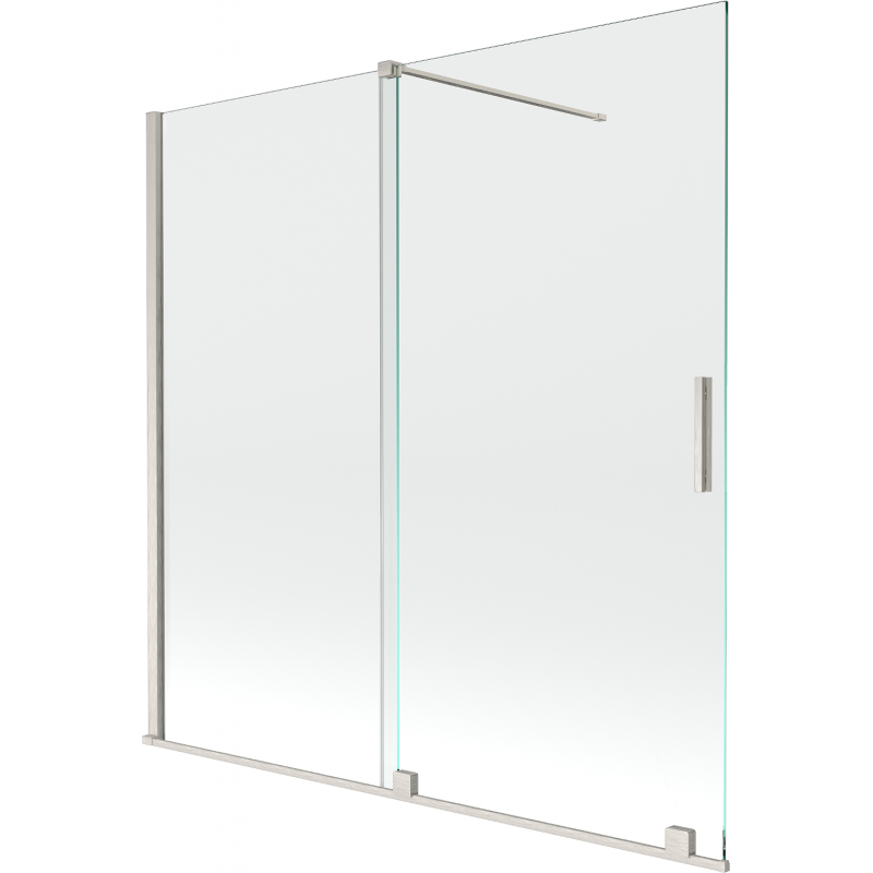 Mexen Velar kádparaván 2-szárnyú toló 160 x 150 cm, áttetsző, kefélt nikkel - 896-160-000-01-97