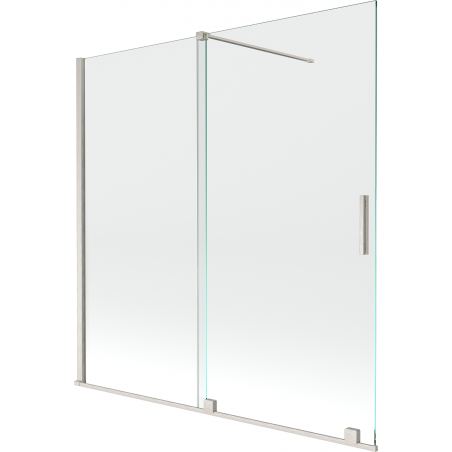 Mexen Velar kádparaván 2-szárnyú toló 160 x 150 cm, áttetsző, kefélt nikkel - 896-160-000-01-97