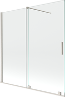 Mexen Velar 2-szárnyú toló kádparaván 160 x 150 cm, átlátszó, szálcsiszolt nikkel - 896-160-000-01-97