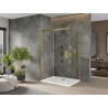 Mexen Omega 140 x 100 cm-es tolóajtós zuhanykabin, átlátszó, arany + Flat zuhanytálca - 825-140-100-50-00-4010
