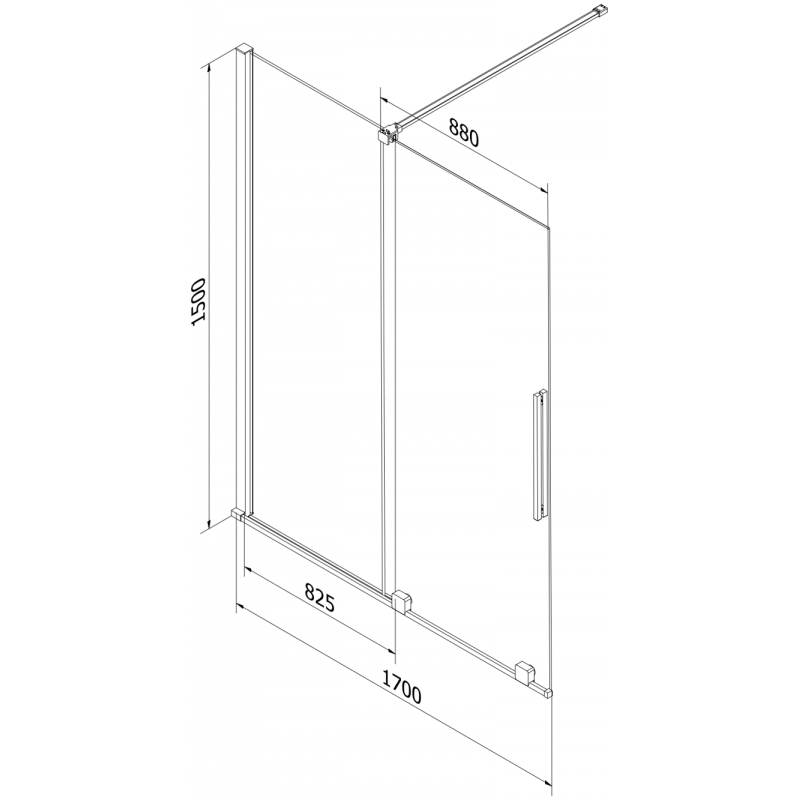 Mexen Velar paravan cadă cu 2 aripi culisante 170 x 150 cm, transparent, nichel periat - 896-170-000-01-97