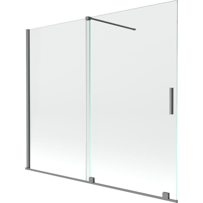 Mexen Velar 2-szárnyú toló kádparaván 180 x 150 cm, átlátszó, gun metal - 896-180-000-01-95